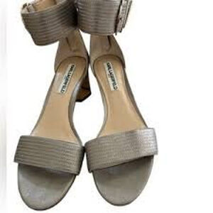 KARL LAGERFELD PARIS | Taupe & Gold Sandals Size 8.5